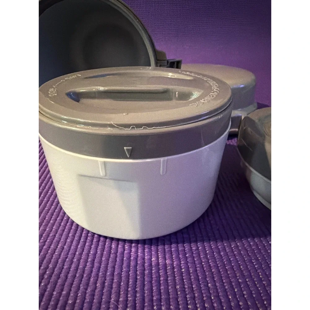 Zojirushi Vacuum Insulated Lunch Jar Bento Set Gray White Thermal Food Container